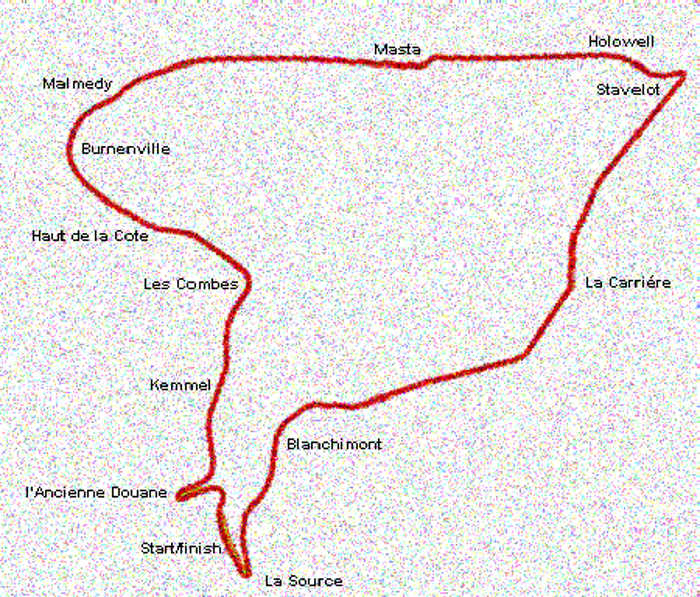Map of the original Spa-Francorchamps circuit